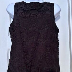 Cabernet Black Allover Alencon Lace Camisole Sz M